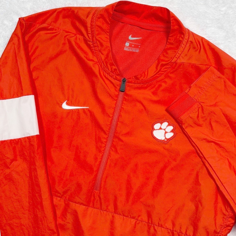 Nike Clemson Tigers On-Field 1/2 Zip Windbreaker Men M Orange Coach Vented Blade